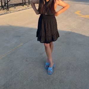 aerie black tie wrap around dress